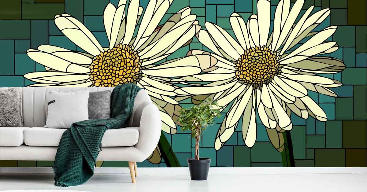 Art floral abstrait papier peint panoramique