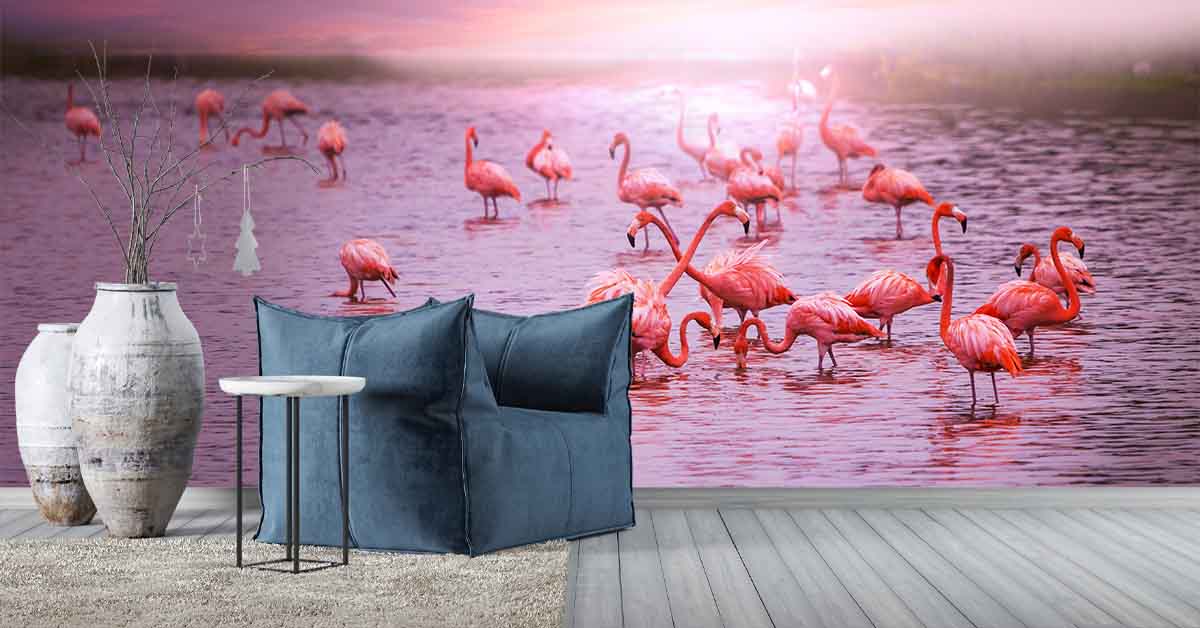 Papier peint Flamant rose