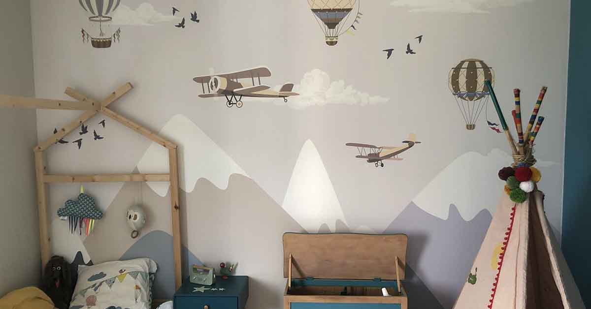 Papier peint enfant avec montagne