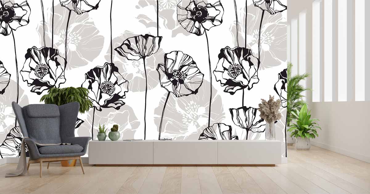 Papier peint motif floral