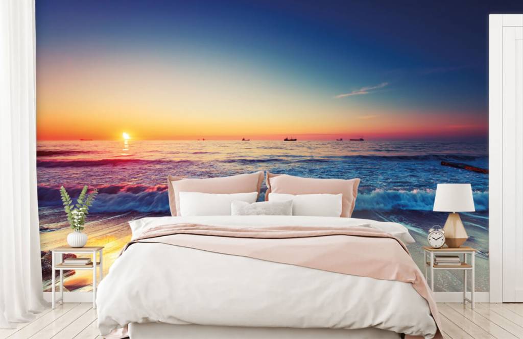 Papier peint de la plage - Coucher de soleil sur la mer - Chambre à coucher 2