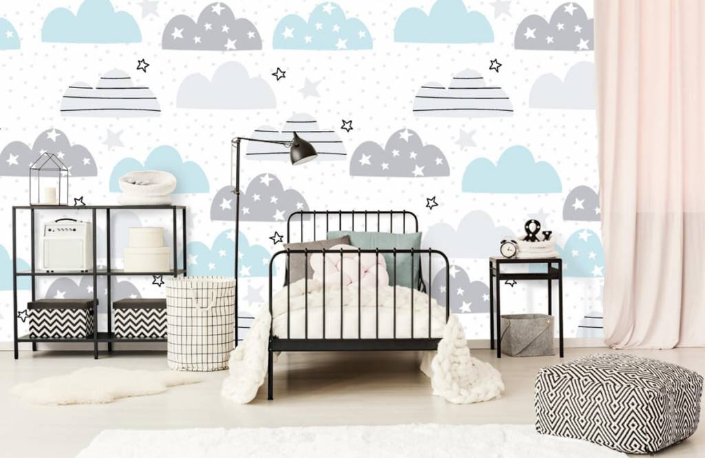 Papier peint bébé - Les nuages dessinés - Chambre de bébé 2
