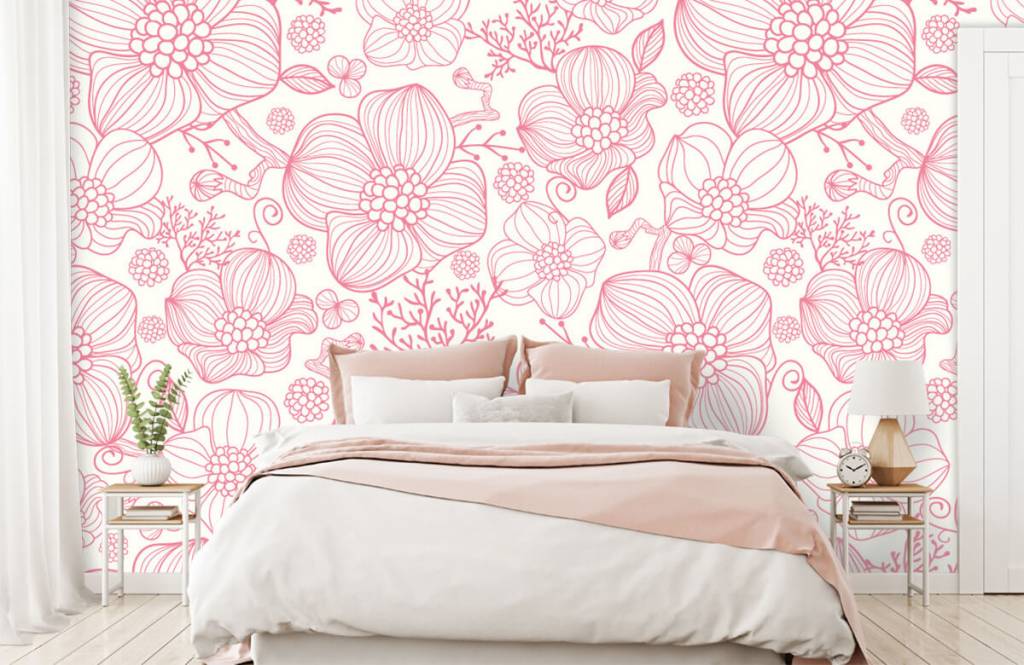 Patterns for Kidsroom - Grandes fleurs roses - Chambre à coucher 1