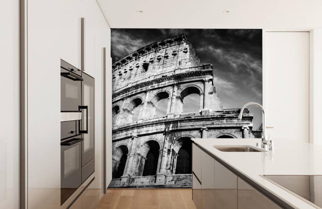 Papier peint noir et blanc - Colisée à Rome - Chambre d'adolescent 5