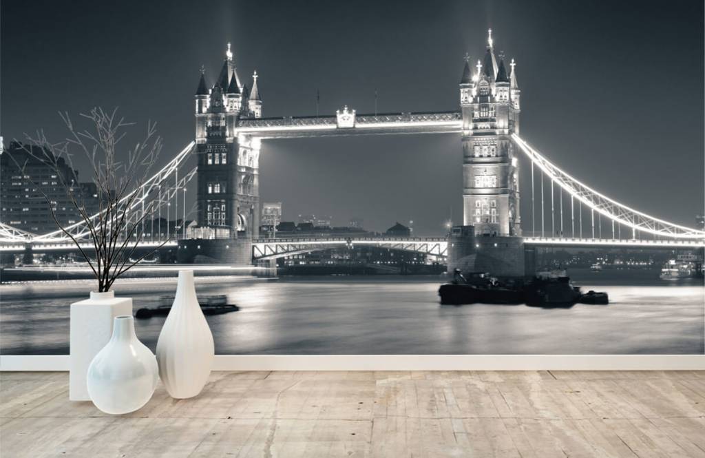 Papier peint noir et blanc - Tower Bridge - Chambre d'adolescent 8
