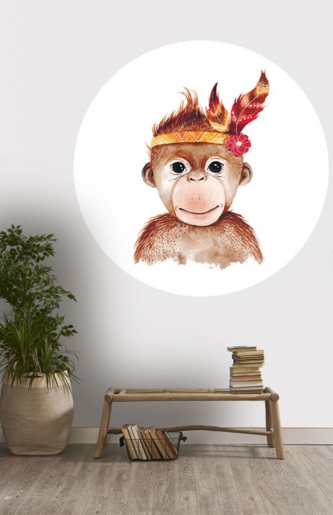 Cercle de papier peint de singe