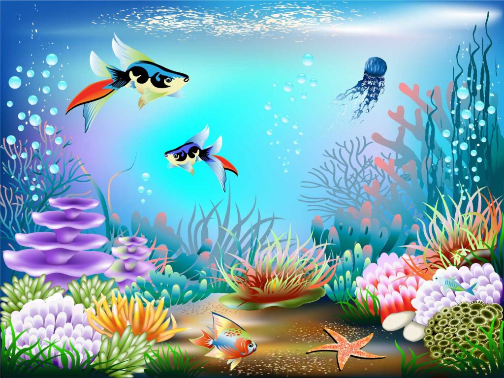 Les poissons dans la mer