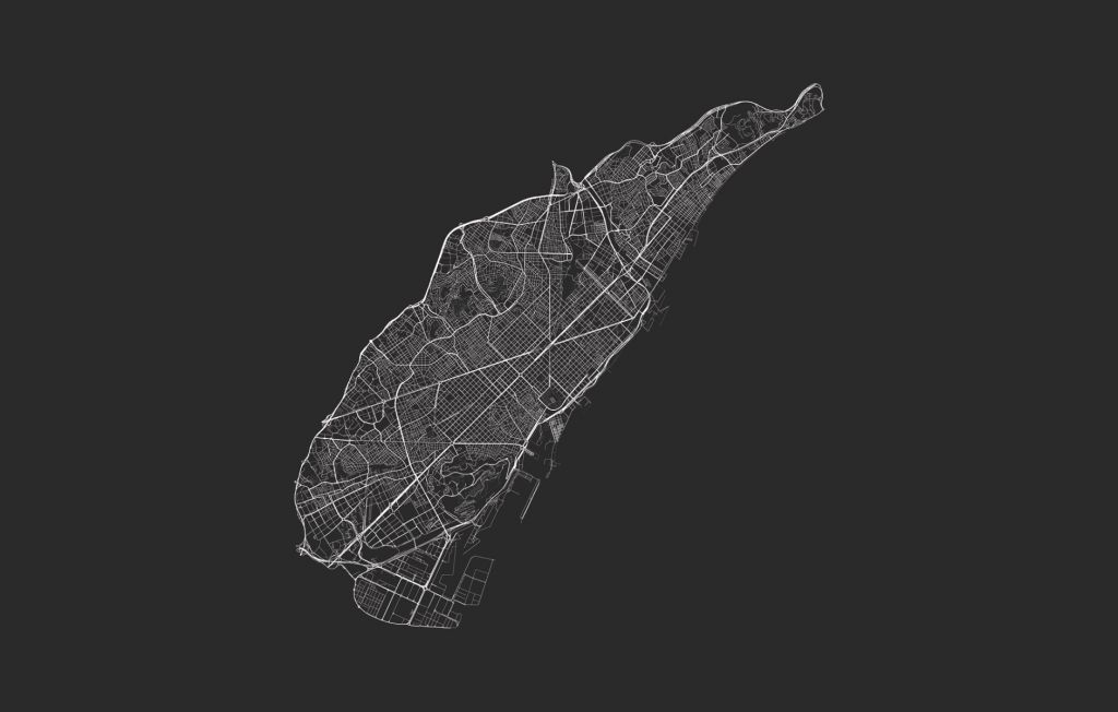 Carte de Barcelone, noir