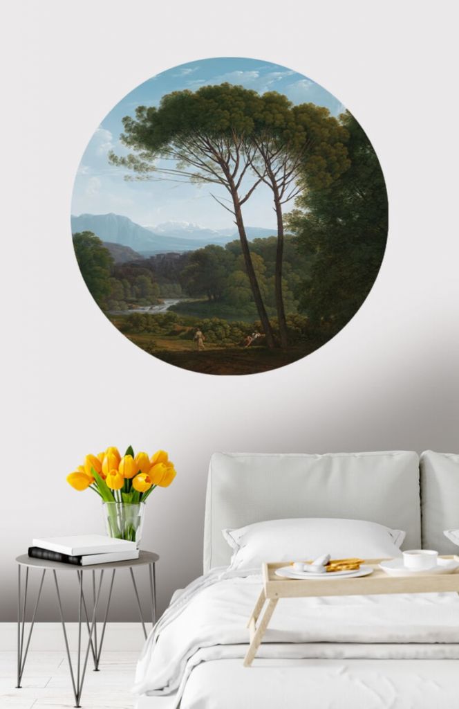 Cercle de papier peint en pin paysager italien