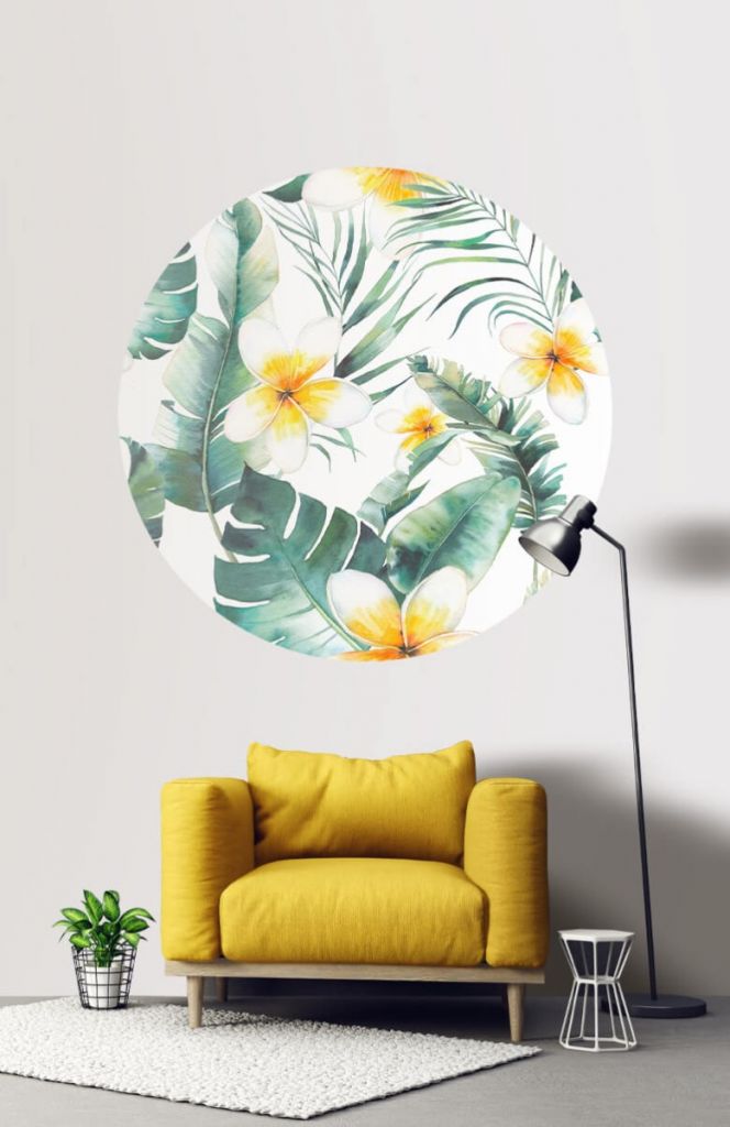 Cercle de papier peint fleur Plumeria
