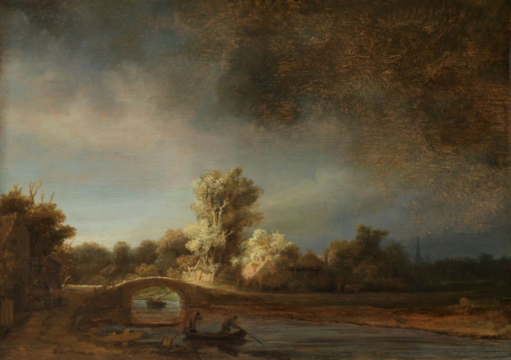 Paysage avec pont de pierre