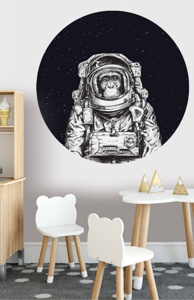 Cercle de papier peint Spacemonkey noir