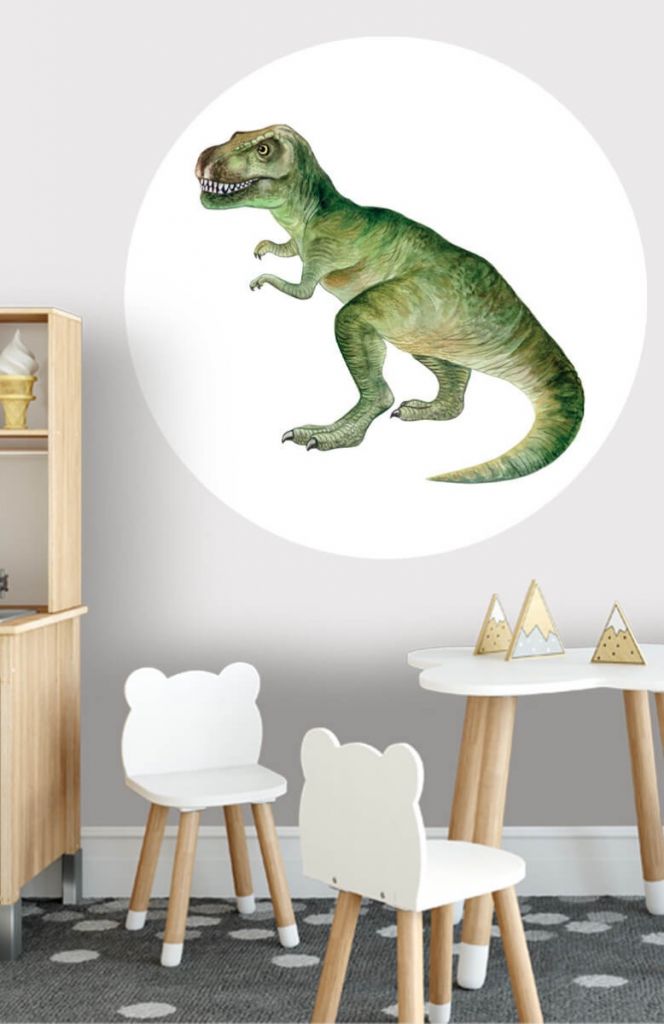Cercle de papier peint avec un tyranosaure
