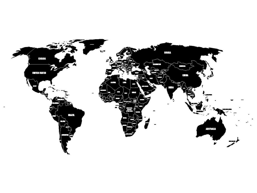 Carte du monde en noir