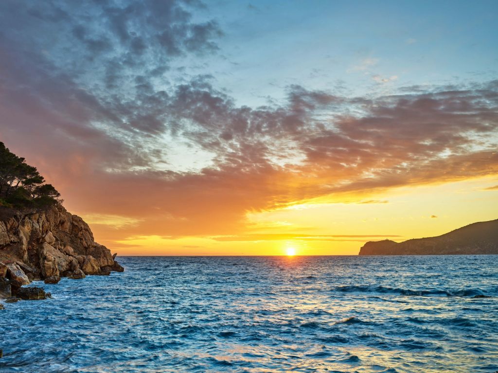 Coucher de soleil sur une île