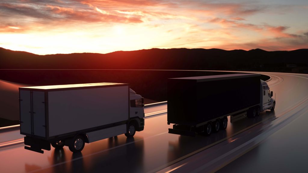 Deux camions sur la route