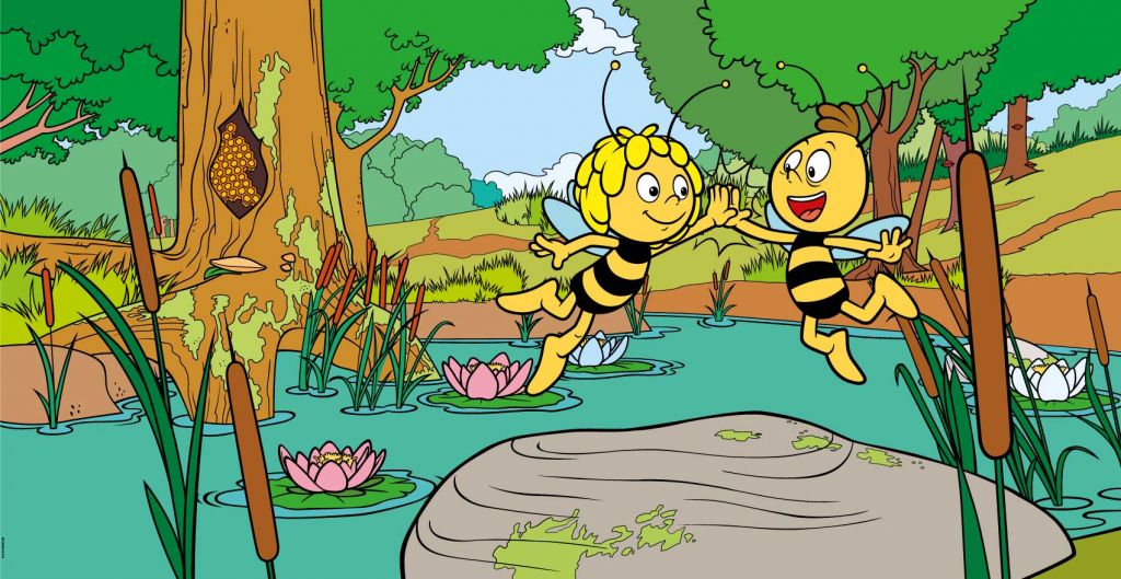 Maya l'abeille et Willy au bord du lac