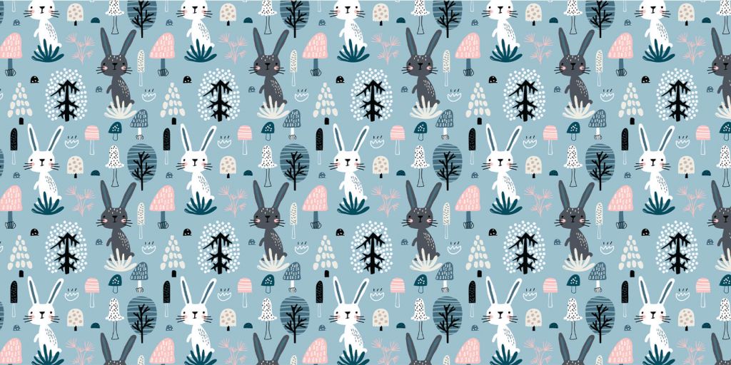 Motif de lapin bleu