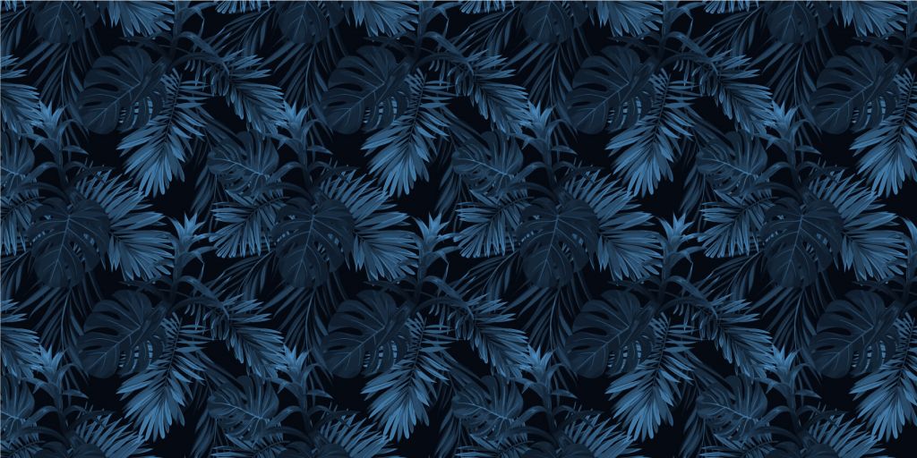 Motif Feuilles tropicales bleues