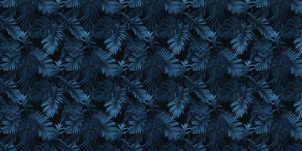 Motif Feuilles tropicales bleues