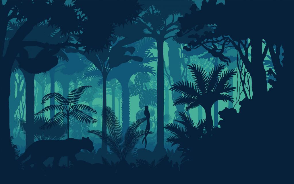 Silhouettes bleues de la jungle