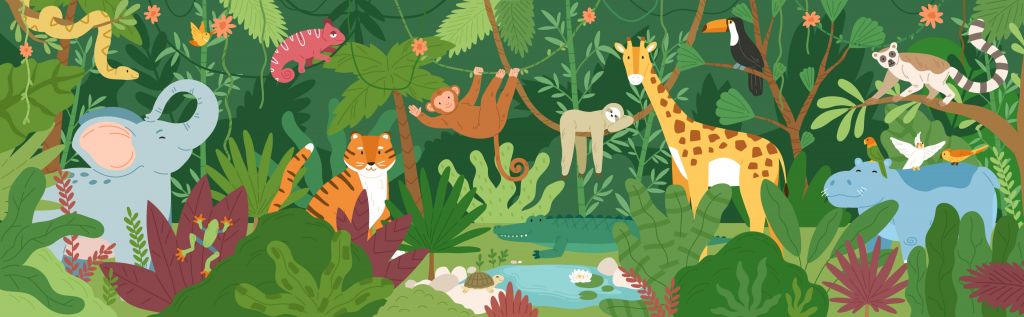 Animaux de la jungle heureux