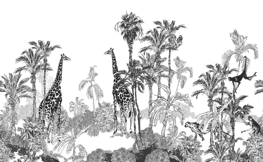 Croquis d'animaux dans la jungle