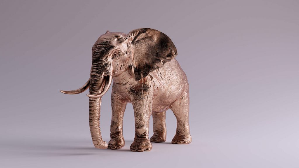 Éléphant de couleur bronze