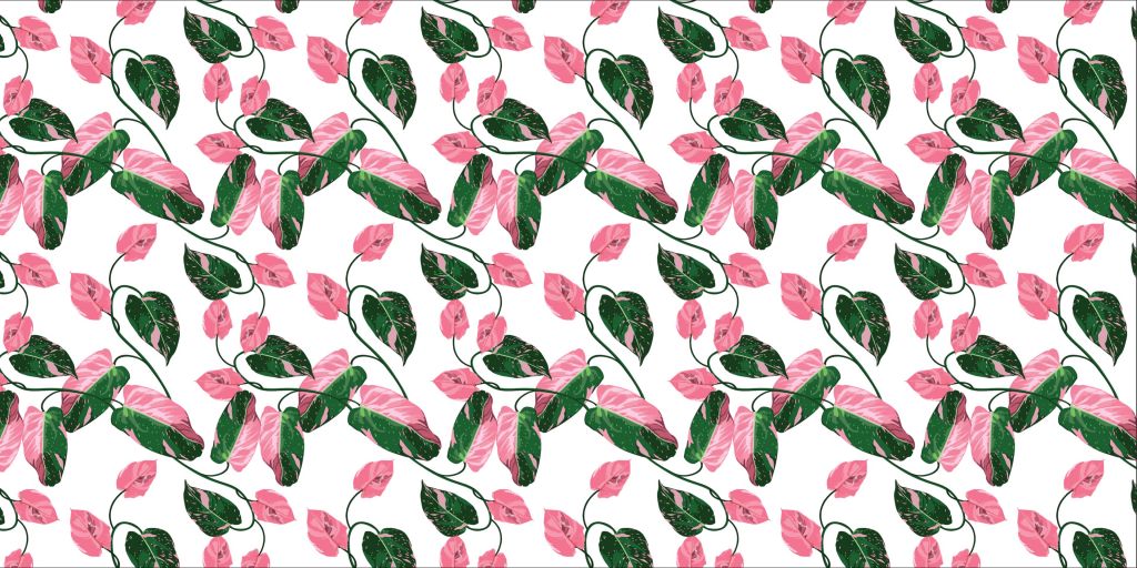 Feuilles roses et vertes