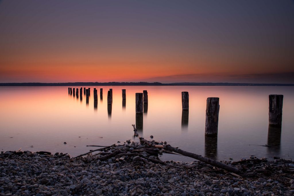 Plage rose et calme