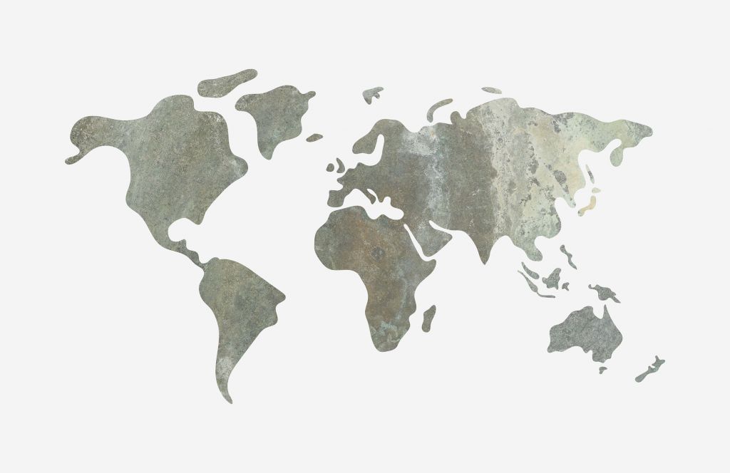 Carte du monde verte avec structure métallique