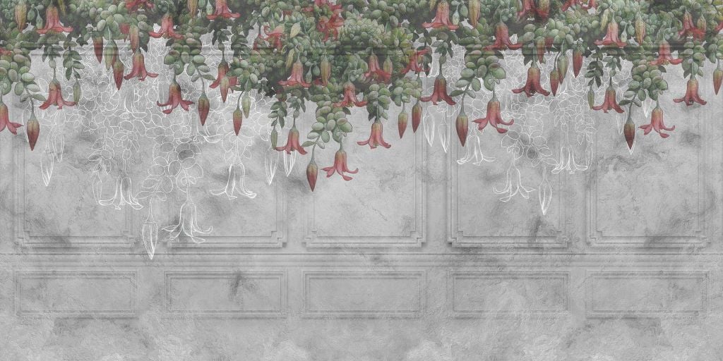 Mur gris classique avec fleurs