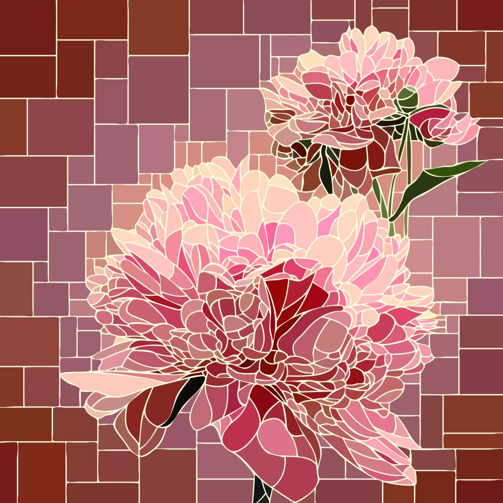 Mosaïque de fleurs roses