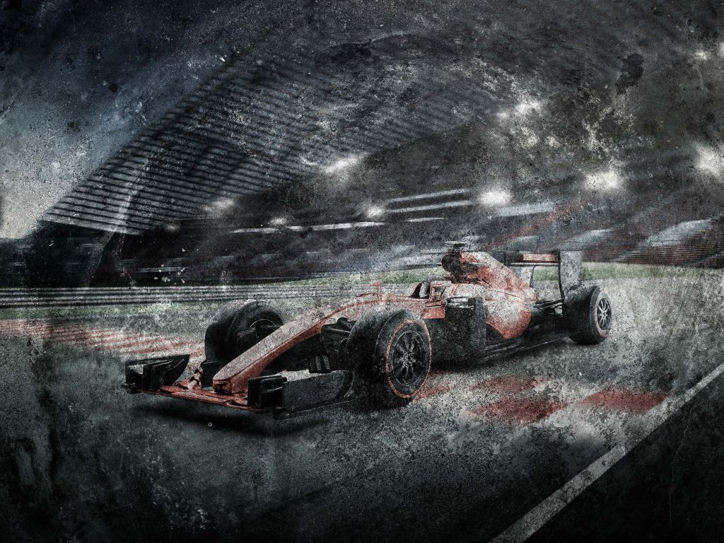 Voiture de course dans un stade