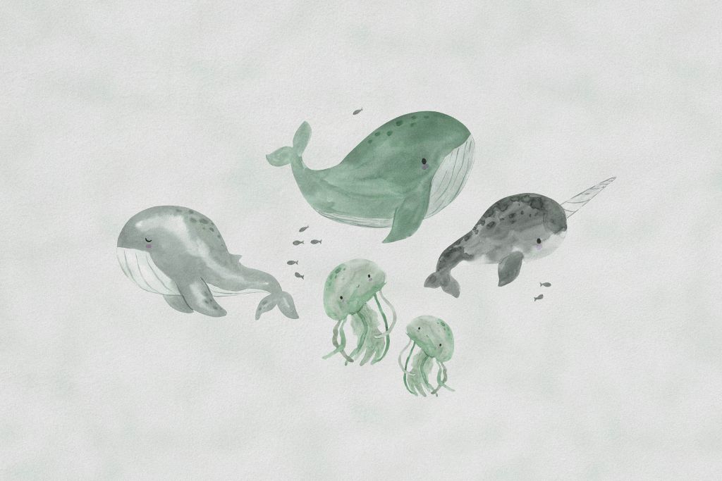 Baleines en mer vertes