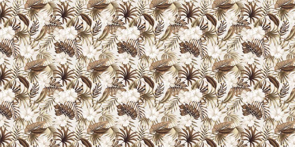 Fleurs tropicales, beige