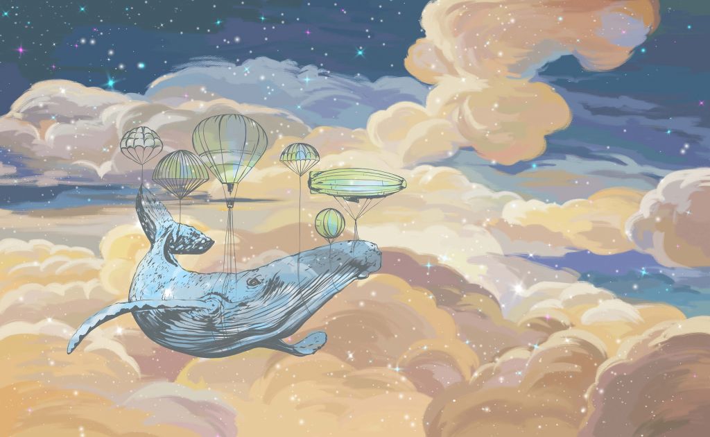 Baleine avec ses montgolfières
