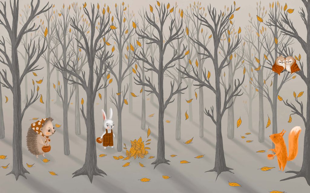 Animaux de la forêt en automne