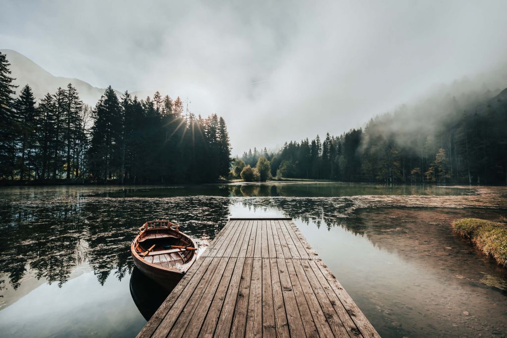 Foggy morning by the water