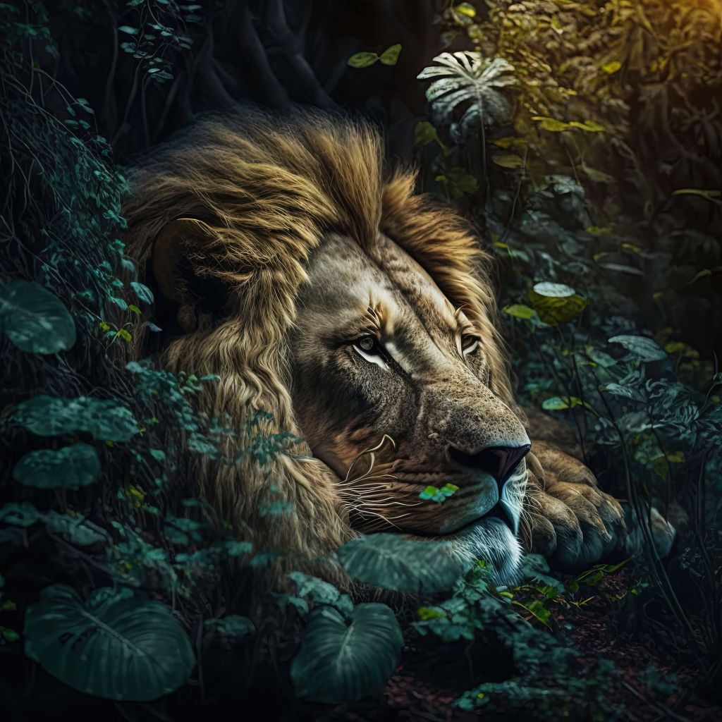 Le roi lion dans la jungle