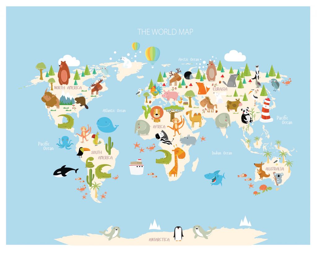Carte du monde animaux