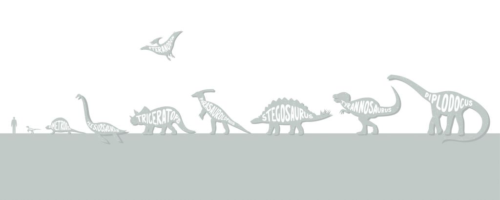 Dinosaures avec texte en bleu