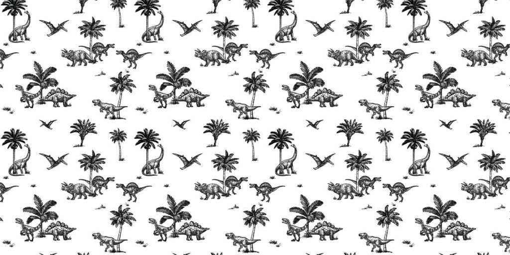 Motif de dinosaures en noir et blanc