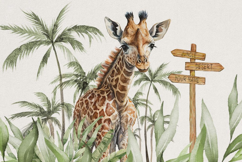 Bébé girafe dans la jungle