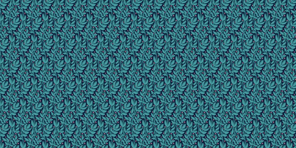 Motif petites branches bleu canard