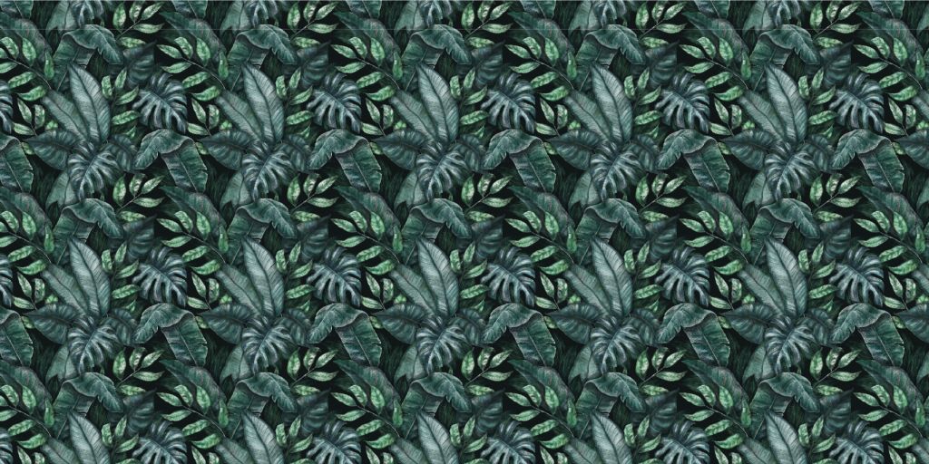 Motif botanique avec feuilles de palmier bleu canard