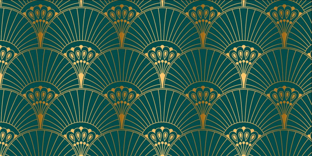 Éventail Art déco en bleu canard