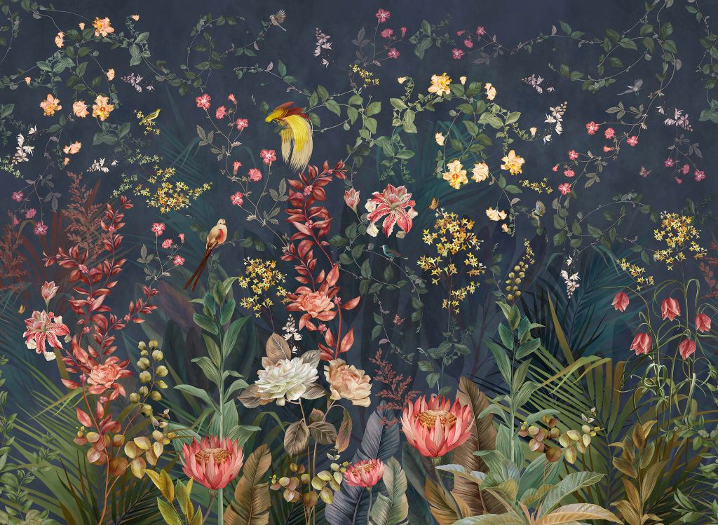 Fleurs et oiseaux de la jungle