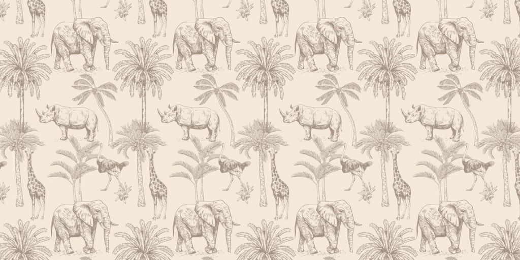 Jungle animaux beige