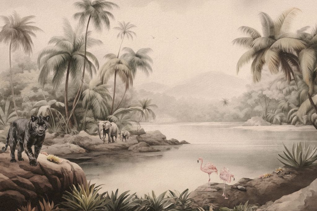 Paysage de jungle avec animaux